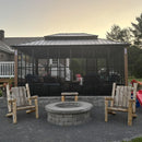 PURPLE LEAF Sunroom Hardtop Gazebo Solarium Wood Grain  Galvanized Steel Double Roof All-Weather Aluminum Outdoor Screen House with String Lights