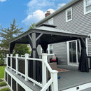PURPLE LEAF Patio Gazebo for Pool Light Grey Hardtop Galvanized Steel Roof with String Lights-clear