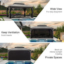 PURPLE LEAF Patio Gazebo for Pool Light Grey Hardtop Galvanized Steel Roof with String Lights-milky