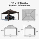 PURPLE LEAF Outdoor Metal Carport Gazebo Bronze Steel Roof Aluminum Frame Shelter for Parking