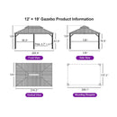 PURPLE LEAF Hardtop Gazebo for Patio Wood Grain Galvanized Steel Frame Awning with String Lights-clear
