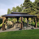 PURPLE LEAF Outdoor Metal Carport Gazebo Bronze Steel Roof Aluminum Frame Shelter for Parking