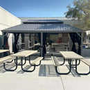 PURPLE LEAF Patio Gazebo for Pool Light Grey Hardtop Galvanized Steel Roof with String Lights-clear