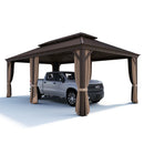PURPLE LEAF Outdoor Metal Carport Gazebo Bronze Steel Roof Aluminum Frame Shelter for Parking