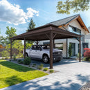 PURPLE LEAF Outdoor Metal Carport Gazebo Bronze Steel Roof Aluminum Frame Shelter for Parking