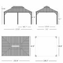 PURPLE LEAF Patio Gazebo with Aluminum Frame Grey Dining Sets-Bundle Set