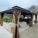 PURPLE LEAF Outdoor Hardtop Gazebo for Garden Bronze Double Roof Aluminum Frame Pavilion