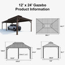 PURPLE LEAF Outdoor Metal Carport Gazebo Bronze Steel Roof Aluminum Frame Shelter for Parking
