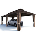 PURPLE LEAF Outdoor Metal Carport Gazebo Bronze Steel Roof Aluminum Frame Shelter for Parking