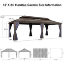 PURPLE LEAF Outdoor Hardtop Gazebo for Patio Bronze Aluminum Frame Pavilion with Navy-Blue Curtain