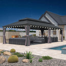 PURPLE LEAF Patio Gazebo for Backyard Grey Hardtop Galvanized Steel Roof Awning String Lights-milky