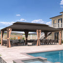 PURPLE LEAF Outdoor Hardtop Gazebo for Garden Bronze Double Roof Aluminum Frame Pavilion