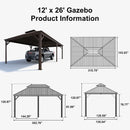 PURPLE LEAF Outdoor Metal Carport Gazebo Bronze Steel Roof Aluminum Frame Shelter for Parking
