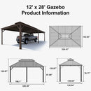 PURPLE LEAF Outdoor Metal Carport Gazebo Bronze Steel Roof Aluminum Frame Shelter for Parking