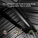 PURPLE LEAF Patio Gazebo with Aluminum Frame Grey Dining Sets-Bundle Set