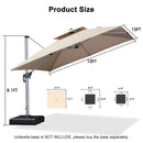Clearance - PURPLE LEAF OPEN BOX Large Square Patio Cantilever Umbrella for Garden Pool Porch