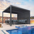Purple Leaf outdoor furniture collection displayed in a staged patio setting, highlighting versatile design and coordinated pieces