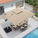 PURPLE LEAF Double Top 360 Degree Rotation 9 ft / 10 ft / 11 ft / 12 ft Square Patio Classic Umbrella - Purple Leaf Garden