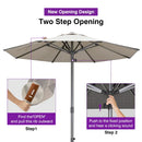 PURPLE LEAF Semi-Auto Outdoor Market Table Umbrella with Heavy-Duty Fabric