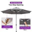 PURPLE LEAF Semi-Auto Outdoor Market Table Umbrella with Heavy-Duty Fabric