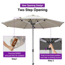 PURPLE LEAF Semi-Auto Outdoor Market Table Umbrella with Heavy-Duty Fabric