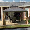 PURPLE LEAF Outdoor Hardtop Gazebo for Garden Bronze Double Roof Aluminum Frame Pavilion