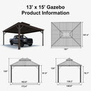 PURPLE LEAF Outdoor Metal Carport Gazebo Bronze Steel Roof Aluminum Frame Shelter for Parking