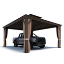 PURPLE LEAF Outdoor Metal Carport Gazebo Bronze Steel Roof Aluminum Frame Shelter for Parking