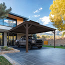 PURPLE LEAF Outdoor Metal Carport Gazebo Bronze Steel Roof Aluminum Frame Shelter for Parking