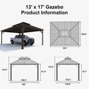 PURPLE LEAF Outdoor Metal Carport Gazebo Bronze Steel Roof Aluminum Frame Shelter for Parking