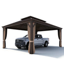 PURPLE LEAF Outdoor Metal Carport Gazebo Bronze Steel Roof Aluminum Frame Shelter for Parking