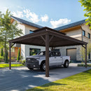PURPLE LEAF Outdoor Metal Carport Gazebo Bronze Steel Roof Aluminum Frame Shelter for Parking