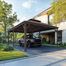 PURPLE LEAF Outdoor Metal Carport Gazebo Bronze Steel Roof Aluminum Frame Shelter for Parking