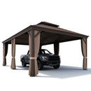 PURPLE LEAF Outdoor Metal Carport Gazebo Bronze Steel Roof Aluminum Frame Shelter for Parking