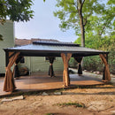 PURPLE LEAF Outdoor Hardtop Gazebo for Garden Bronze Double Roof Aluminum Frame Pavilion