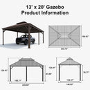 PURPLE LEAF Outdoor Metal Carport Gazebo Bronze Steel Roof Aluminum Frame Shelter for Parking