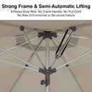 PURPLE LEAF Semi-Auto Outdoor Market Table Umbrella with Heavy-Duty Fabric