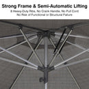 PURPLE LEAF Semi-Auto Outdoor Market Table Umbrella with Heavy-Duty Fabric