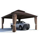 PURPLE LEAF Outdoor Metal Carport Gazebo Bronze Steel Roof Aluminum Frame Shelter for Parking