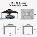 PURPLE LEAF Outdoor Metal Carport Gazebo Bronze Steel Roof Aluminum Frame Shelter for Parking