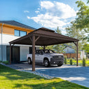 PURPLE LEAF Outdoor Metal Carport Gazebo Bronze Steel Roof Aluminum Frame Shelter for Parking