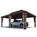 PURPLE LEAF Outdoor Metal Carport Gazebo Bronze Steel Roof Aluminum Frame Shelter for Parking