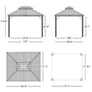 PURPLE LEAF Patio Gazebo for Backyard Grey Hardtop Galvanized Steel Roof Awning with Upgrade Curtain