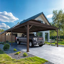 PURPLE LEAF Outdoor Metal Carport Gazebo Bronze Steel Roof Aluminum Frame Shelter for Parking