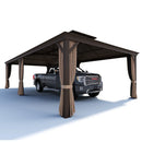 PURPLE LEAF Outdoor Metal Carport Gazebo Bronze Steel Roof Aluminum Frame Shelter for Parking