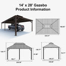 PURPLE LEAF Outdoor Metal Carport Gazebo Bronze Steel Roof Aluminum Frame Shelter for Parking