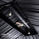 PURPLE LEAF Hardtop Gazebo for Patio Wood Grain Galvanized Steel Frame Awning with String Lights-milky