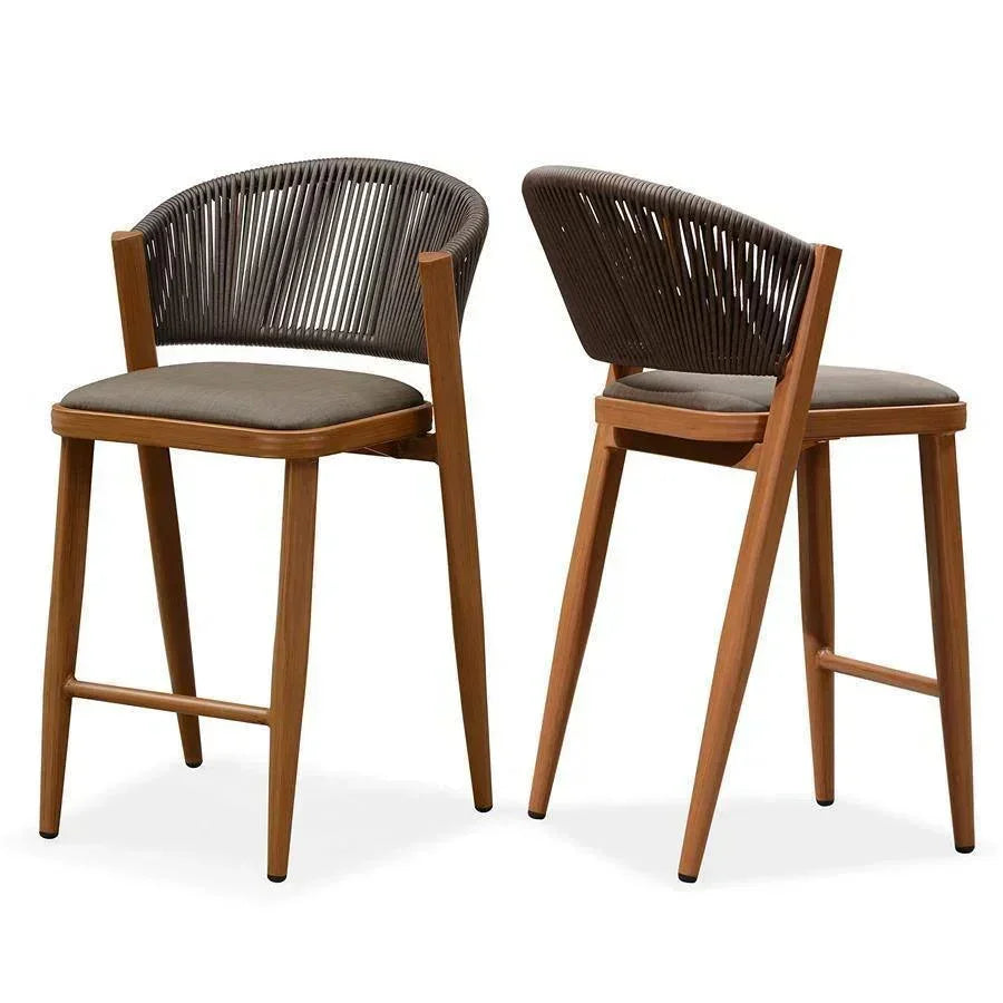 Set Of PURPLE LEAF Set Of French Outdoor Bar Stool Bamboo