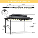 PURPLE LEAF Hardtop Grill Gazebo for Patio Grey Permanent Metal Roof Outside Sun Shade Outdoor BBQ Canopy with String Lights