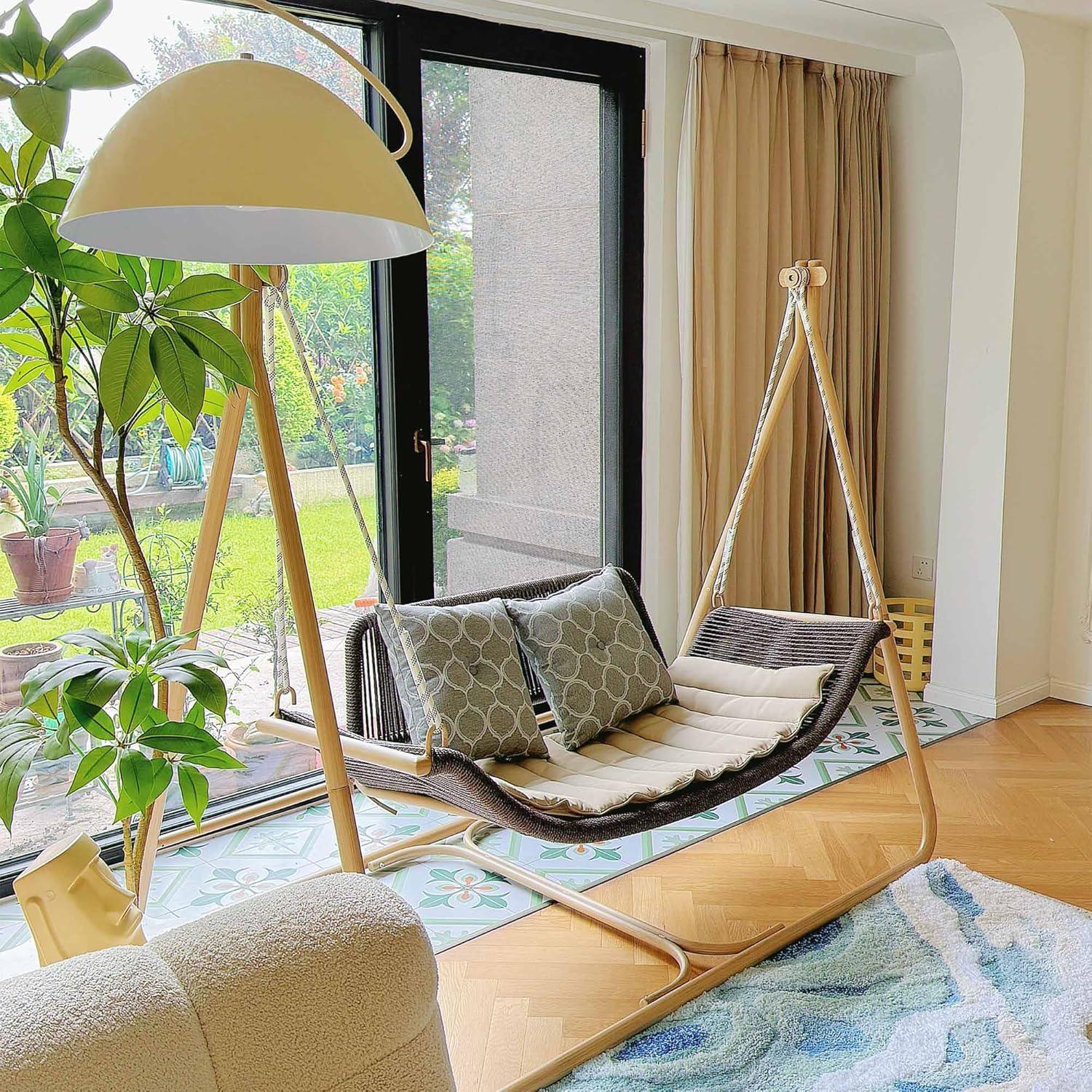 PURPLE LEAF|Double Cloud Hanging Chair|Outdoor Patio Rattan Swing